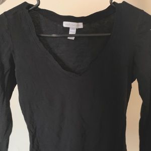 Black Long Sleeve V Neck